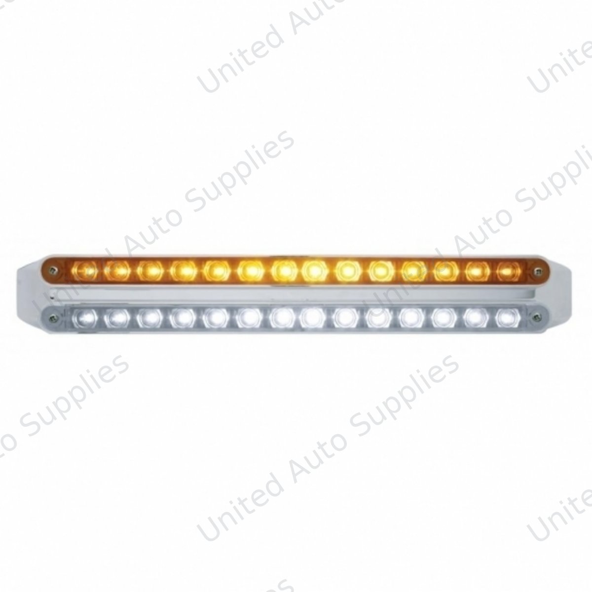 Dual 14 LED 12" Light Bars - Amber & White LED/Amber & Clear Lens