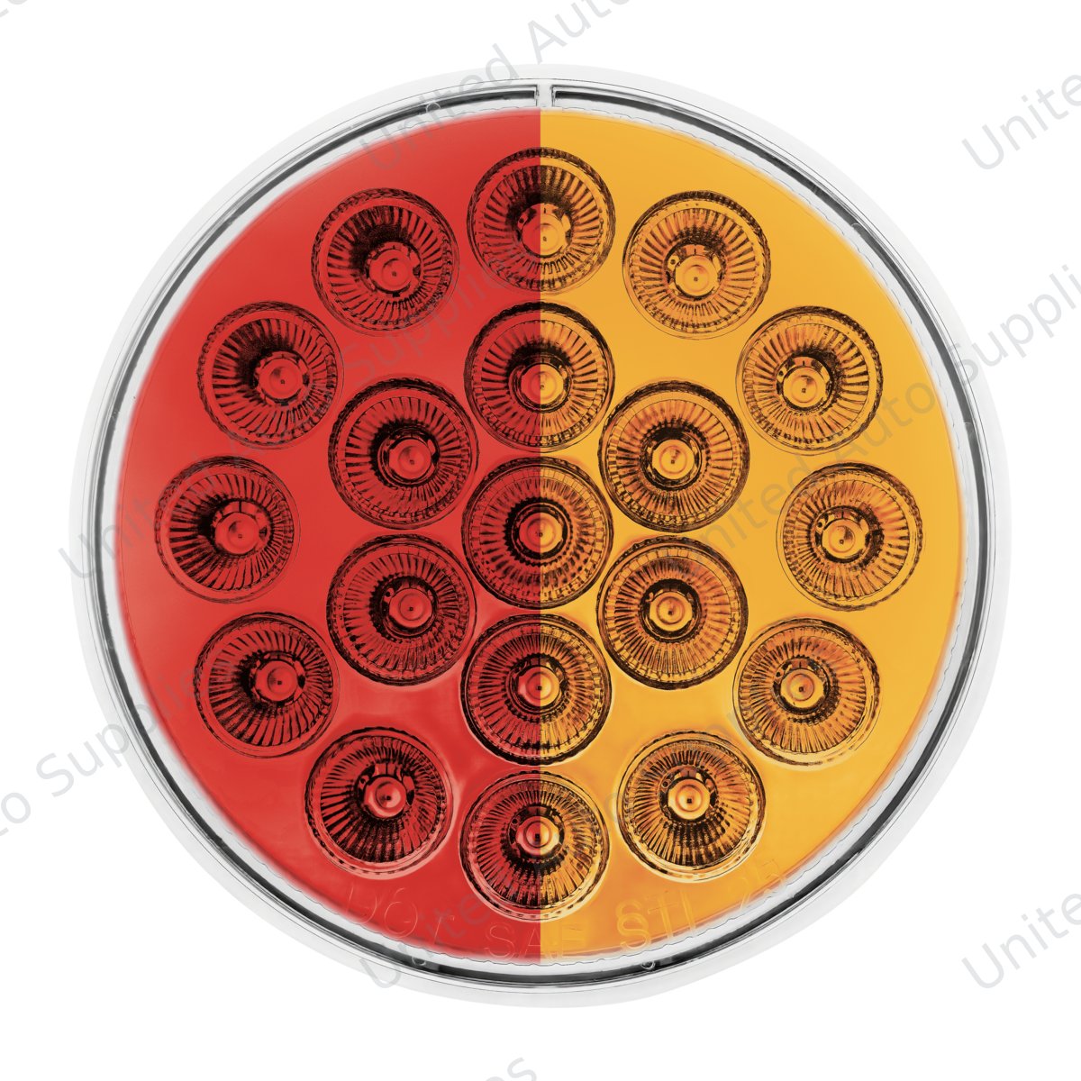 Double Fury 19 LED 4" Round Stop/Turn/Tail Light-Red & Amber LED/Clear Lens