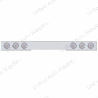 Chrome 1 Piece Rear Light Bar With Six 10 LED 4" Lights & Bezels - Red LED/Clear Lens