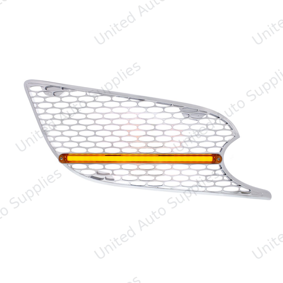 Chrome Air Intake Grille With LED GloLight For 2012-2021 Peterbilt 579 (Passenger) - Amber LED/Amber Lens