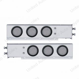 2.5" Bolt Pattern Chrome Spring Loaded Bar W/6X 36 LED 4" Lights -Red LED/Clear Lens (Pair)