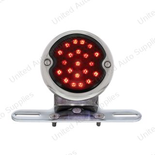 Chrome Motorcycle Rear Fender LP Bracket With 1933-36 Ford Style LED Tail Light
