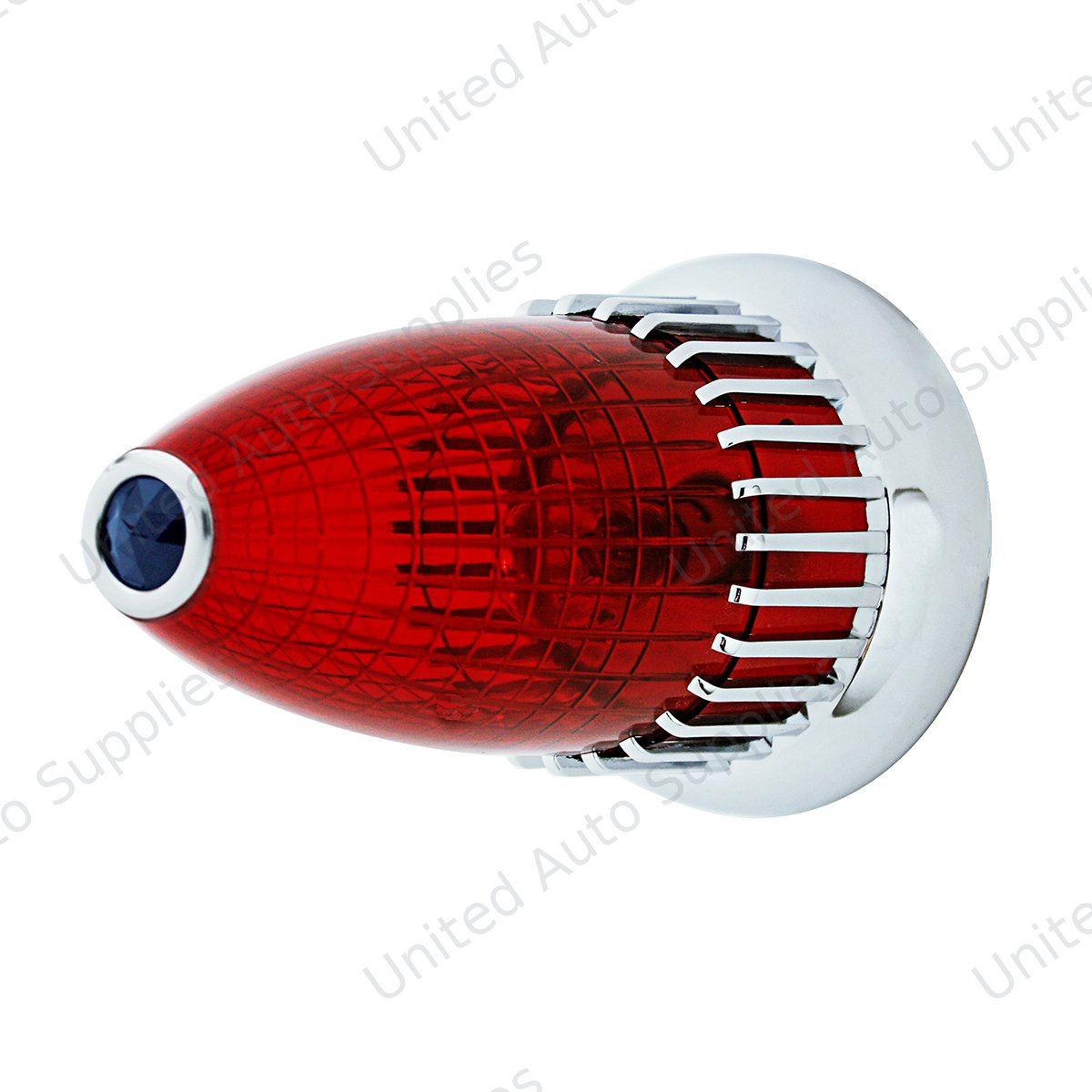 1959 Cadillac Style Tail Light With Flush Mount Bezel, Red Lens With Blue Dot