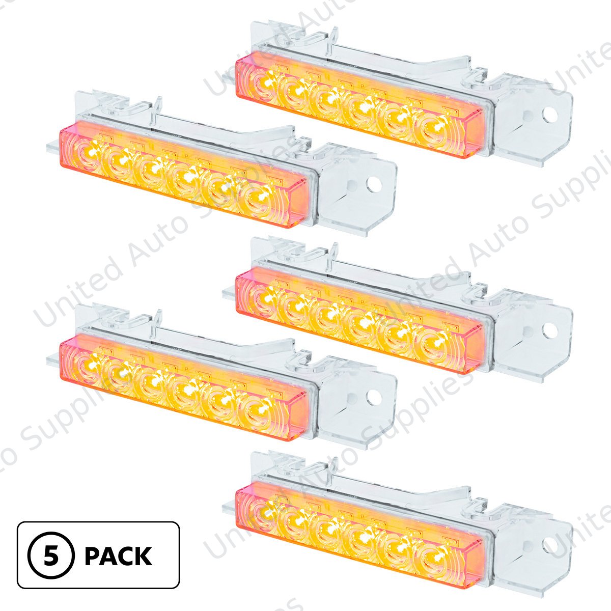 6 LED Competition Series Exterior Visor Light For 1996-2024 Volvo VNL-Amber LED/Clear Lens(5 Pcs)