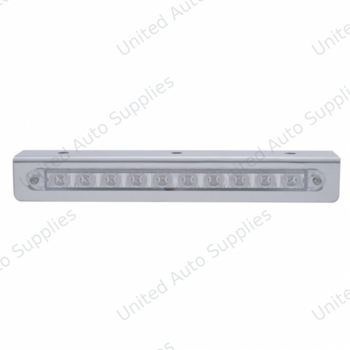 9-3/4" Stainless Light Bracket With 10 LED 9" Light Bar - Red LED/Clear Lens