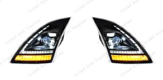 Blackout Full LED Headlight With LED Turn Signal and DRL For 2018-2024 Volvo VNL-Driver and Passenger (2pcs)