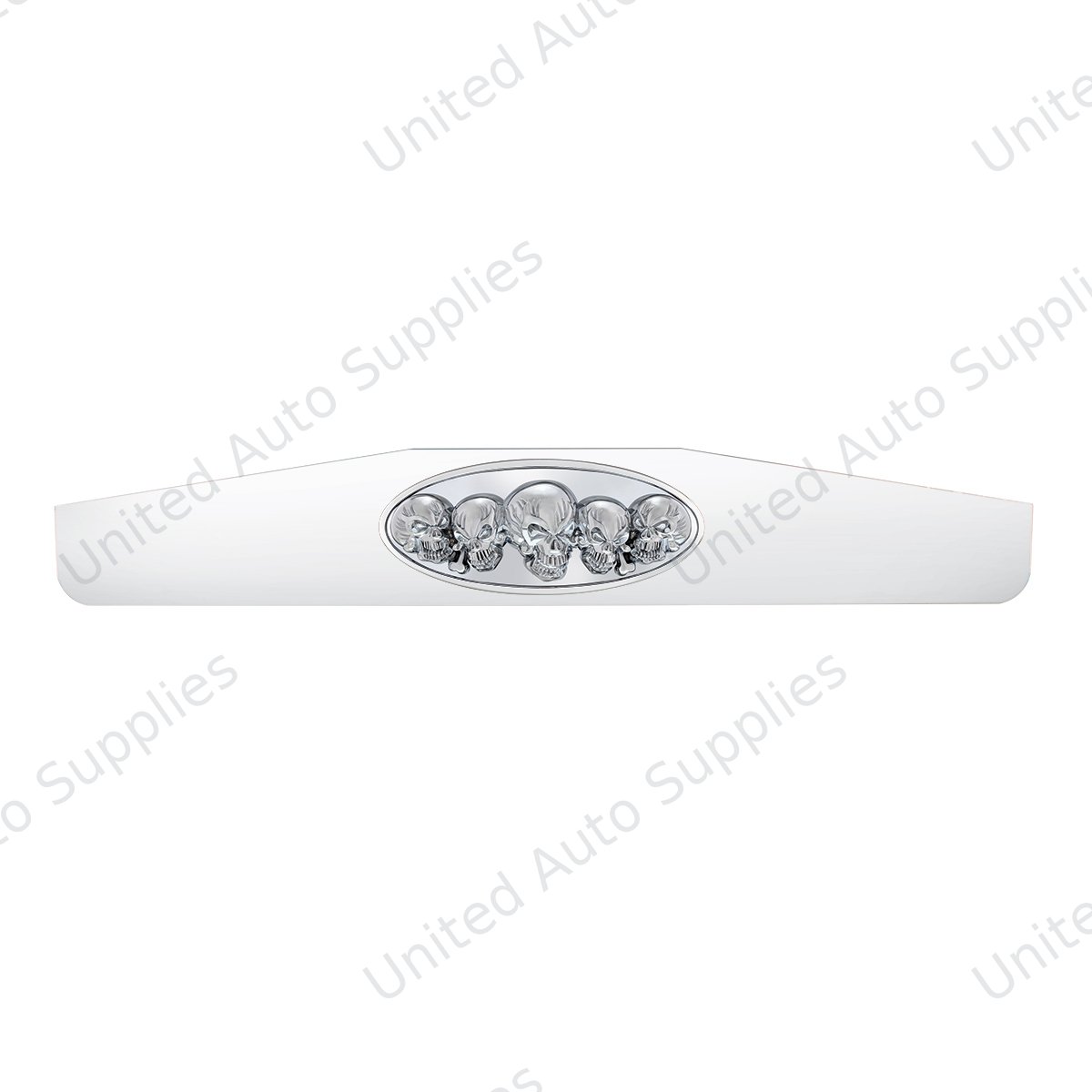 4" x 24" Chrome Bottom Mud Flap Weight With Oval Cast Skull Emblem