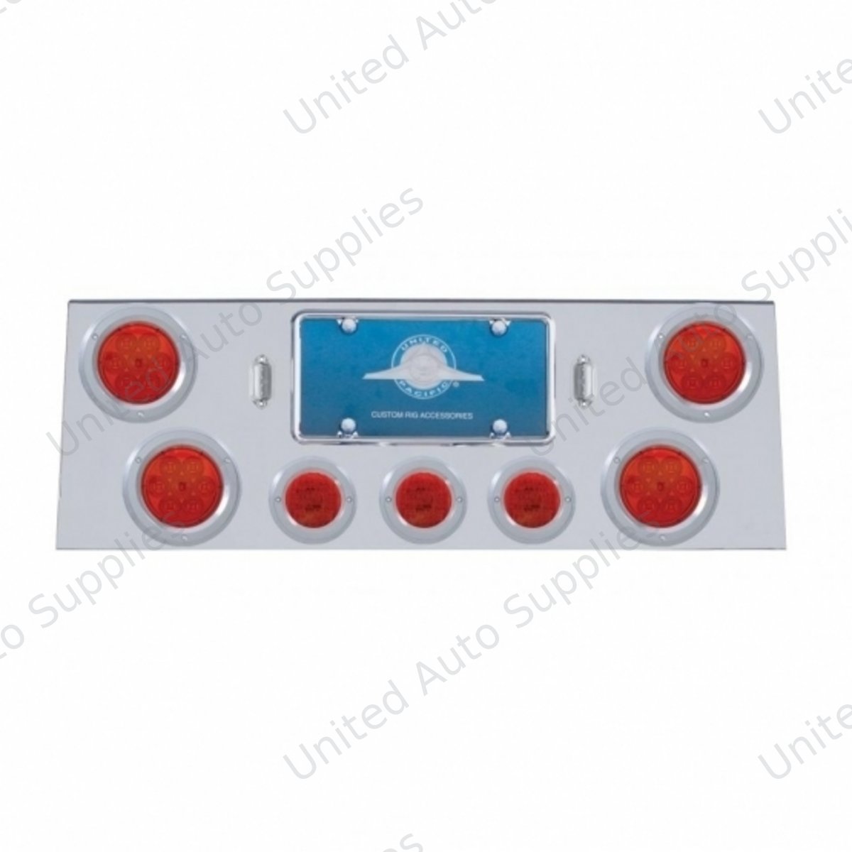 SS Rear Center Panel With 4X 7 LED 4" Reflector Lights & 3X 13 LED 2.5" Lights -Red LED & Lens
