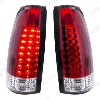 LED Tail Light For 1988-98 Chevy & GMC Truck (Pair) - Red & Clear Lens