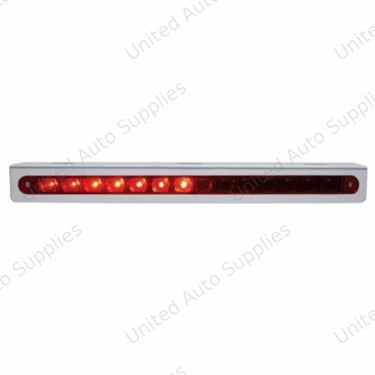 Stainless Light Bracket With 14 LED 12" Sequential Light Bar (Left to Right) - Red LED/Red Lens