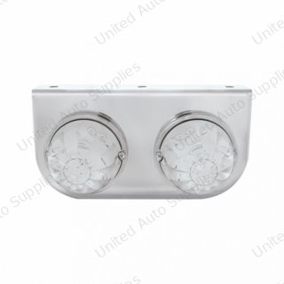 Stainless Light Bracket With 2X 17 LED Watermelon Lights - Red LED/Clear Lens