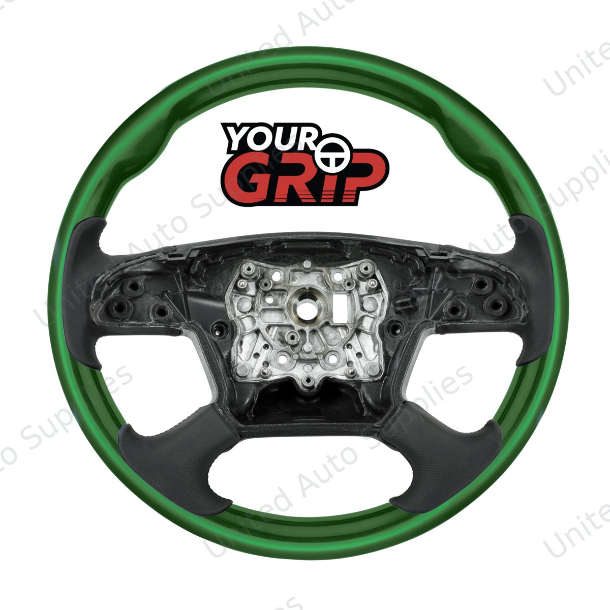 18" YourGrip Wood Candy Color Steering Wheel For 2018-2026 Freightliner Cascadia-Emerald Green