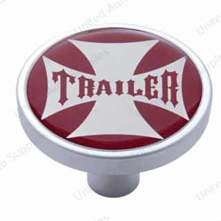 "Trailer" Short Air Valve Knob - Red Maltese Cross Sticker