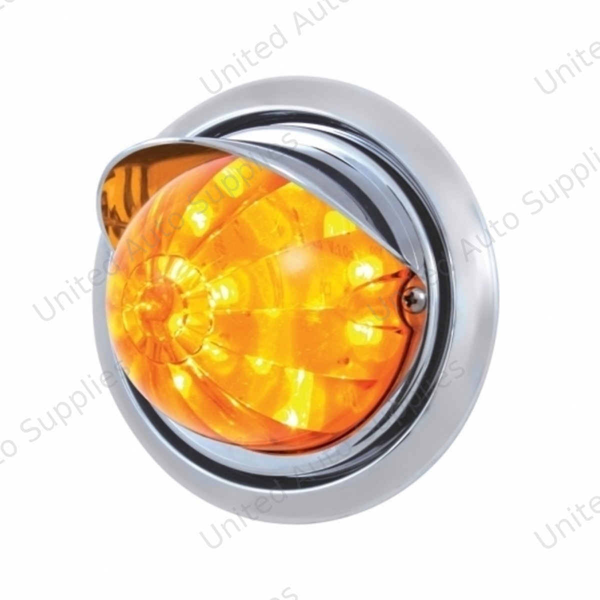 Front Bumper Light With 17 Amber LED Dual Function Watermelon Light & Visor For FL Columbia - Amber Lens