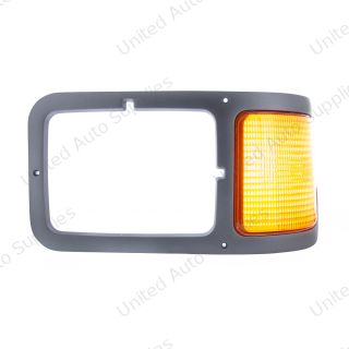 Gray Plastic Headlight Bezel With Parking Light For 2000-2015 Ford F-650/F-750 - Driver