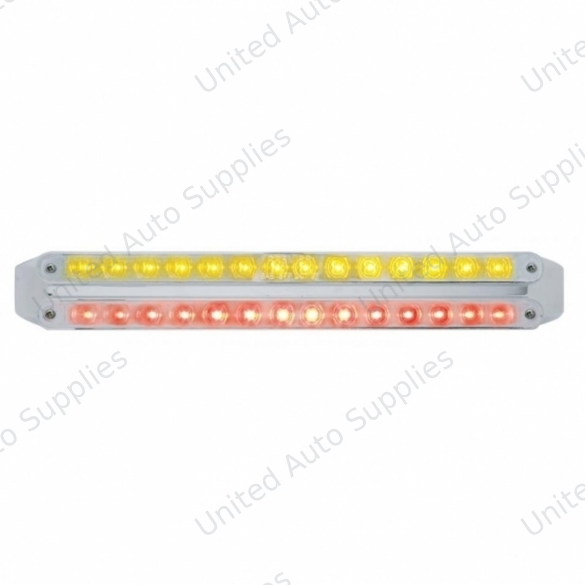Dual 14 LED 12" Light Bars - Amber & Red LED/Chrome Lens