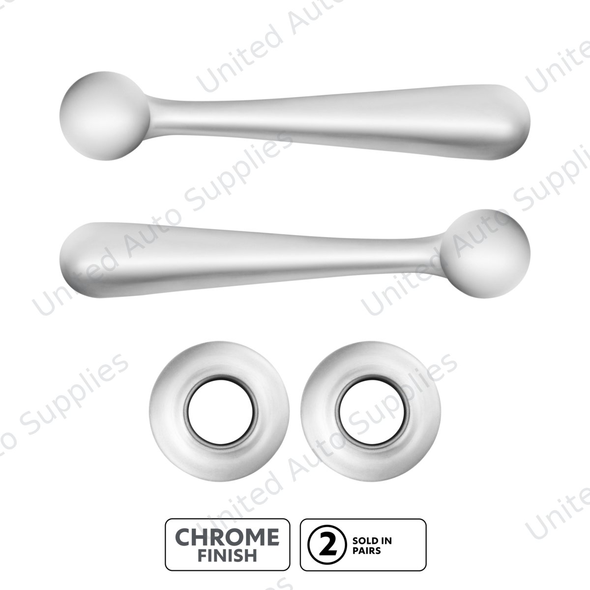 Chrome Plated Window Crank Handle & Polished Stainless Door Handle Escutcheon Kit for 1932 Ford Closed Car