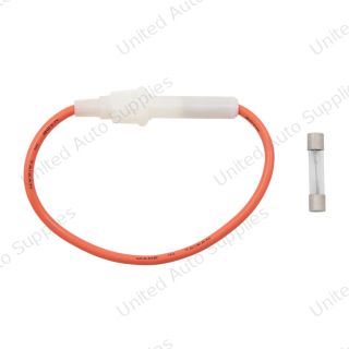 In-Line Glass Fuseholder 12 AWG 7" Wire w/ 30 Amp AGC Fuse, 1 Set.