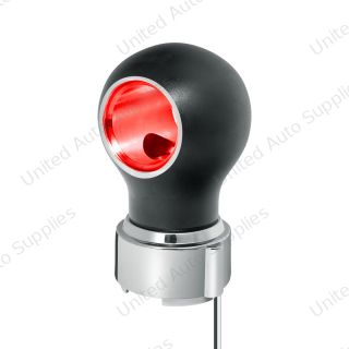 Thread-On Matte Black Charlotte Gearshift Knob With LED 9/10 Speed Adapter-Red LED