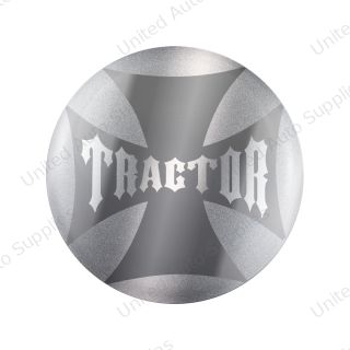 "Tractor" Maltese Cross Air Valve Knob Candy Color Sticker - Liquid Silver