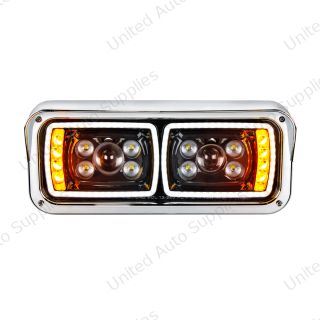 10 High Power LED "Blackout" Projection Headlight With LED Turn Signal & Position Light Bar - Driver