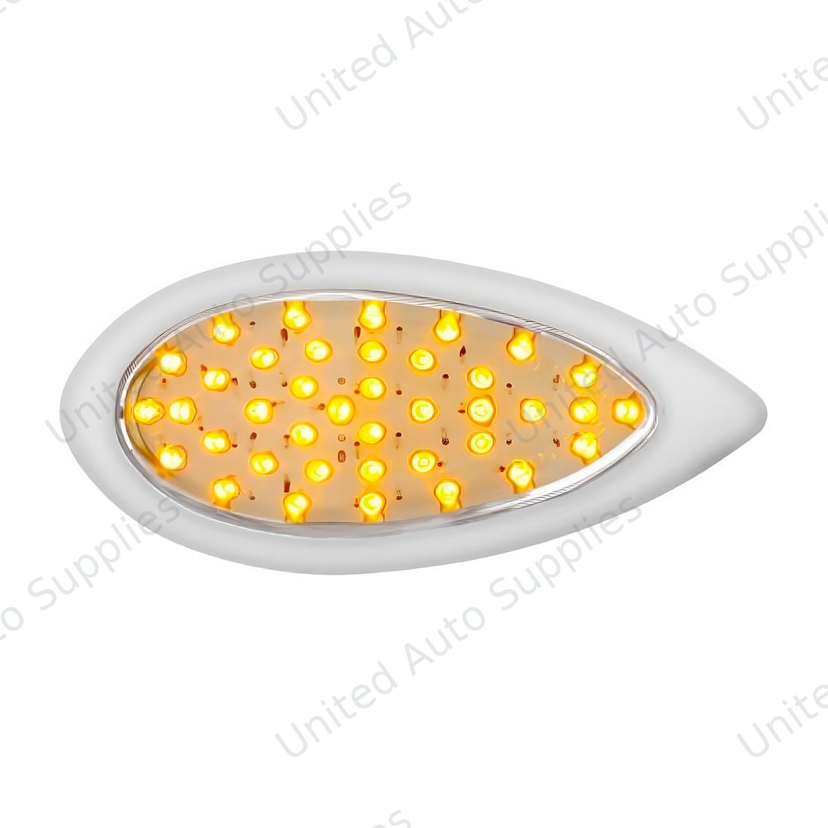 39 LED "Teardrop" Turn Signal Light With Bezel - Amber LED/Clear Lens