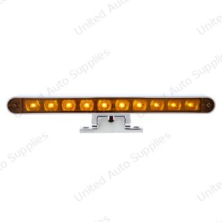 Chrome 10 LED Light Bar With 180 Degree Swivel Base - Dual Function Amber LED/Amber Lens