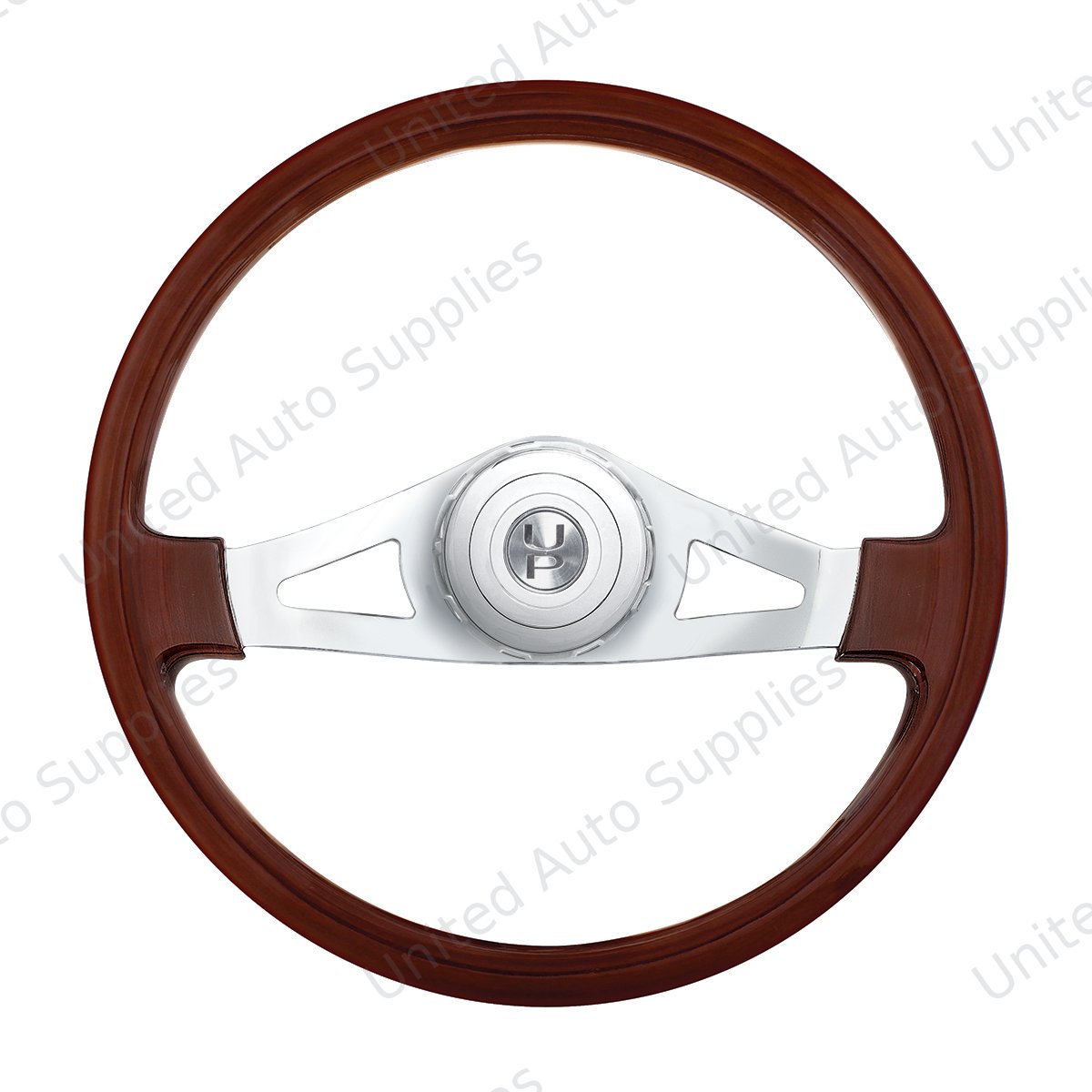 18" Chrome 2 Spoke Steering Wheel With Hub & Horn Button Kit For Peterbilt (1998-2005), Kenworth (2001-2003)
