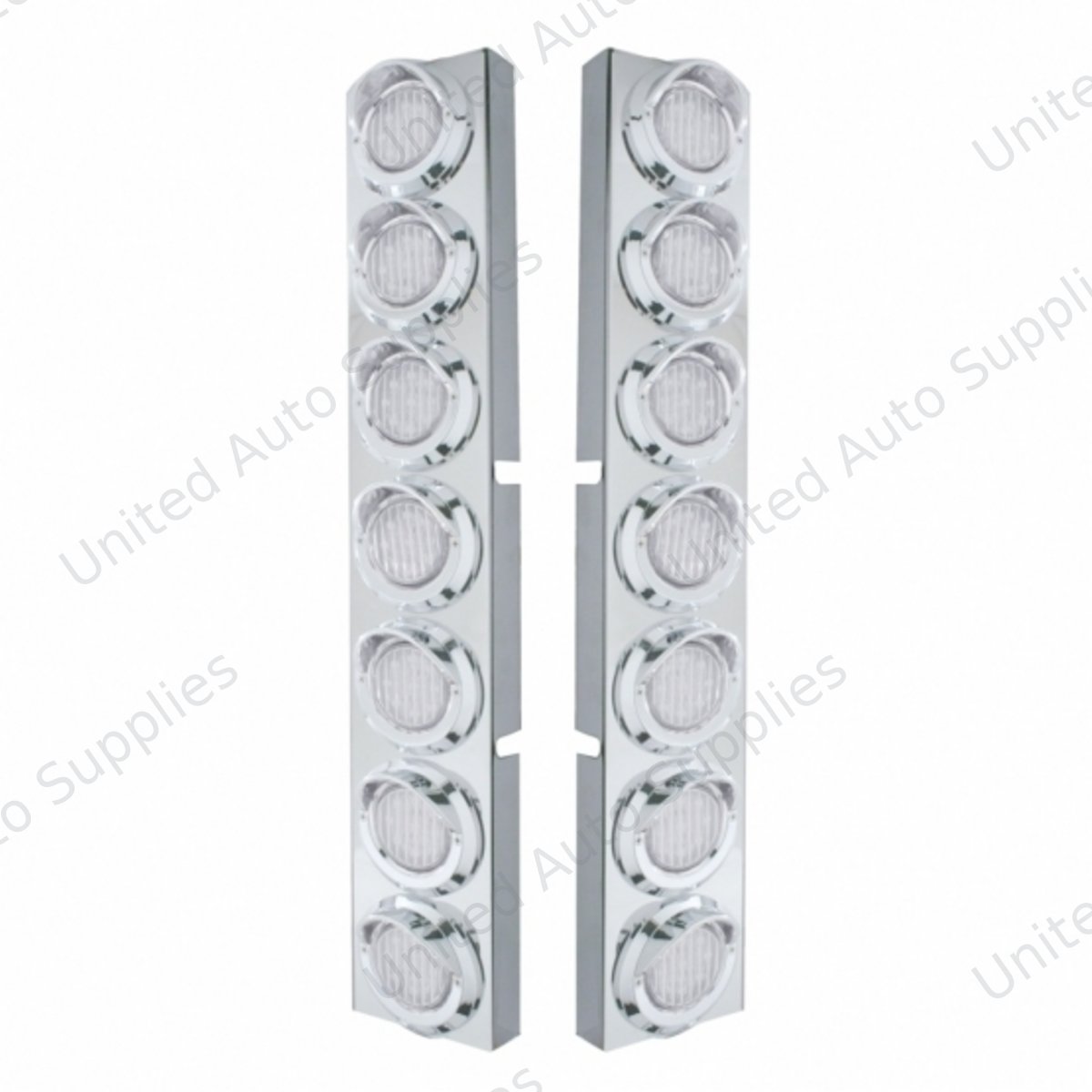 SS Front Air Cleaner Bracket With 14X 9 Amber LED 2" Lights & Visors Bezel For KW Trucks -Clear Lens