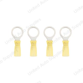 12-10 AWG 1/2" Stud CS Heat Shrink Ring Terminal - Yellow (4-Pack)