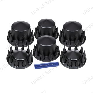 Pointed Axle Cover Combo Kit With 33mm Spike Thread-On Nut Covers & Nut Cover Tool - Matte Black