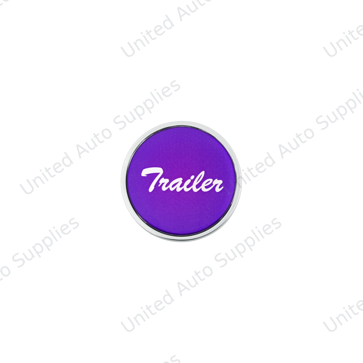 Aluminum Screw-On Air Valve Knob With Glossy Trailer Script Sticker - Purple Sticker