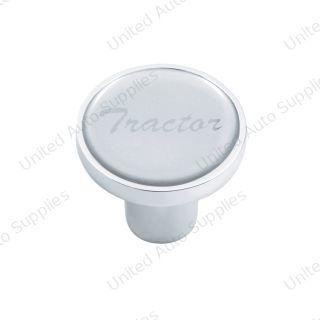 Aluminum Screw-On Air Valve Knob With Glossy Tractor Script Sticker - Silver Sticker