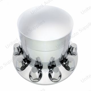 Chrome Plastic Extra Tall Dome Rear Axle Cover With 33mm Thread-On Nut Covers