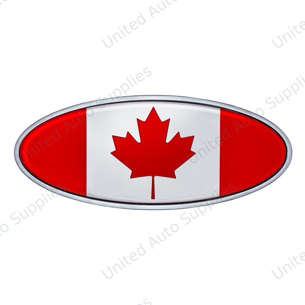 Chrome Die Cast Oval Emblem- Canada Flag