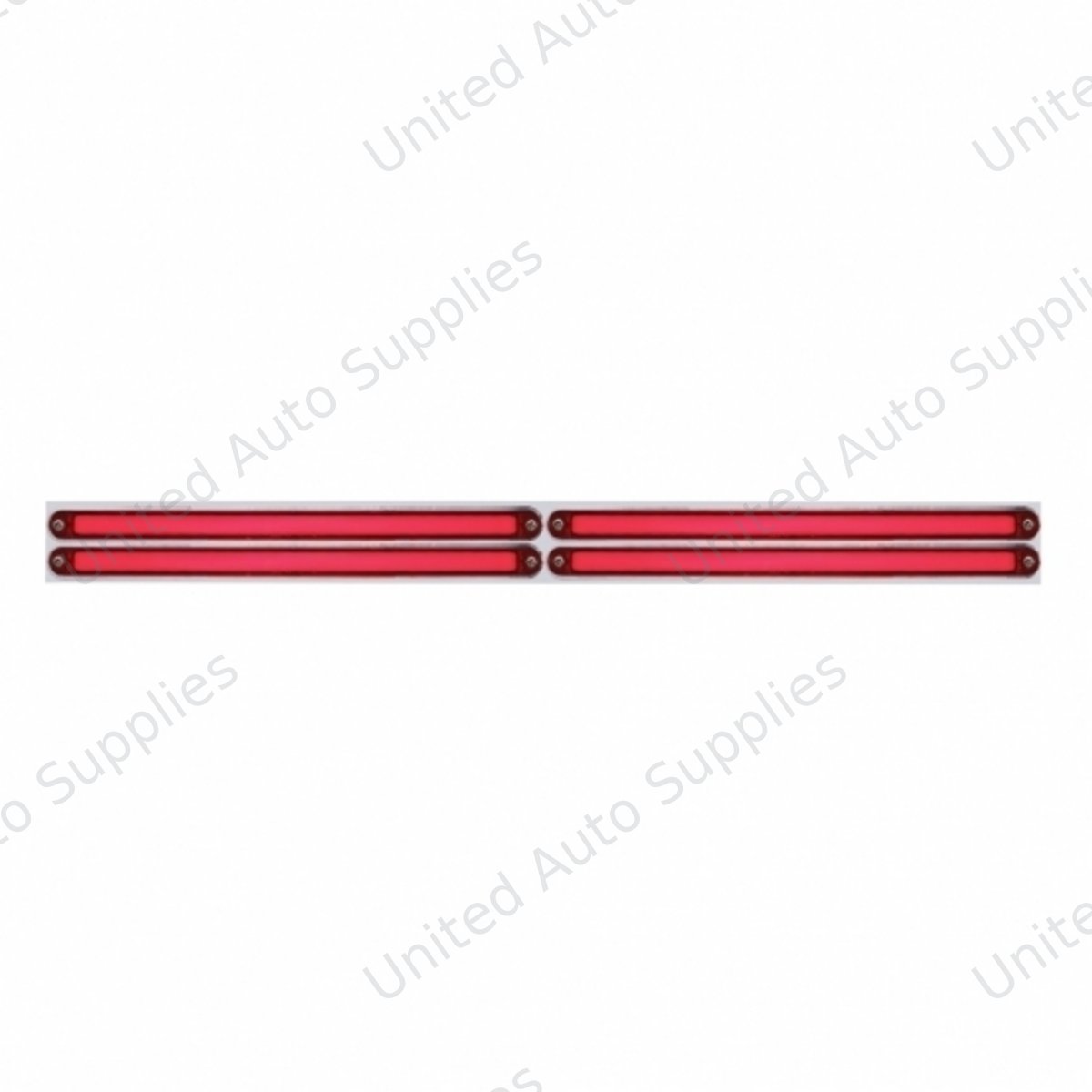 Chrome Top Mud Flap Plate With Four 24 LED 12" GloLight Bars - Red LED/Red Lens (Each)