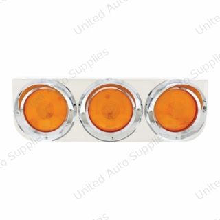 Stainless Light Bracket With 3X 4" Lights & Visors - Amber Lens