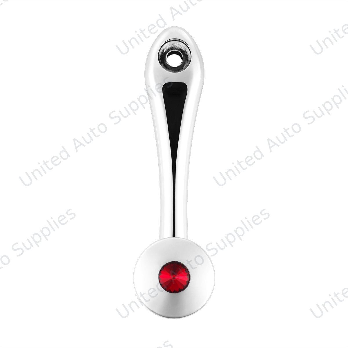 Chrome Die-Cast Window Crank With 16-Spline 7/16” OD Adapter - Red Crystal