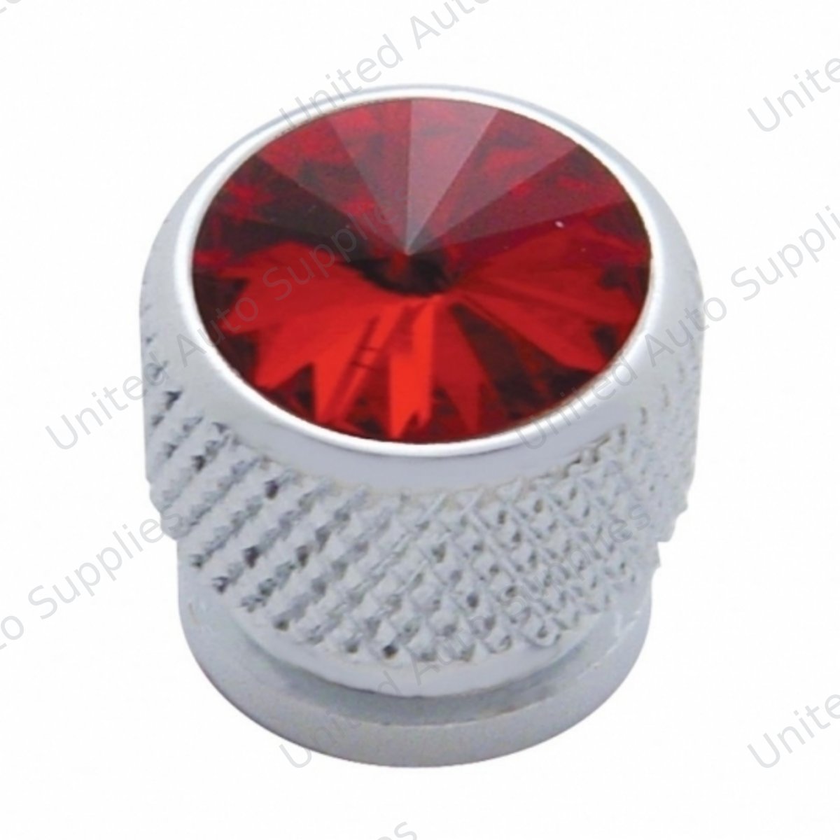 Chrome Bolt Head With Red Crystal (Card of 4)