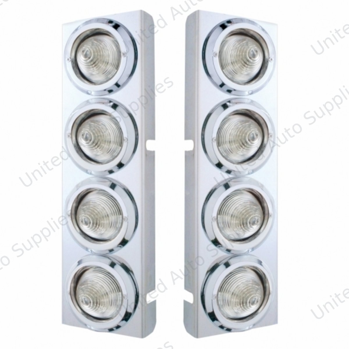 SS Front Air Cleaner Bracket With 8X 9 LED 2" Beehive Lights & Bezels For Peterbilt-Amber LED/Clear Lens