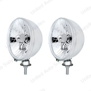 7" Chrome Kingbee Style 12V Headlight With H4 Crystal Halogen Bulbs (Pair)