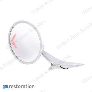 Exterior Mirror With Bow Tie Logo & LED Turn Signal For 1966-72 Chevy Passenger Car - L/H