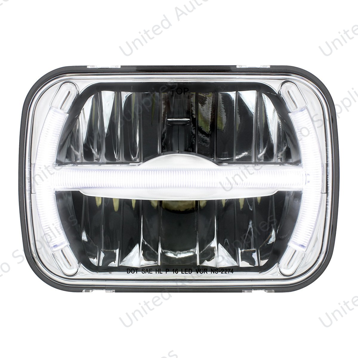 ULTRALIT - 7 LED 5" X 7" Rectangular Headlight With LED Light Bar