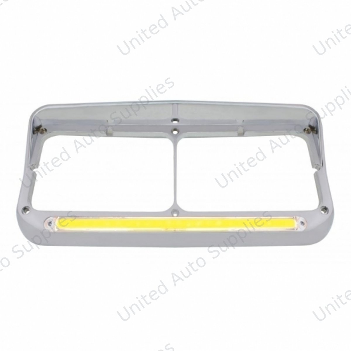 24 LED Rectangular Dual Headlight Bezel With Visor & GloLight - Amber LED/Clear Lens