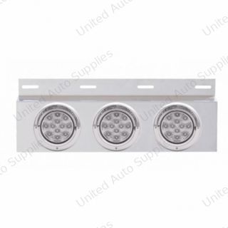 Stainless Top Mud Flap Plate With 3X 12 LED 4" Lights & Visors - Red LED/Clear Lens (Each)