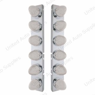 SS Front Air Cleaner Bracket With 12X 19 LED Beehive Lights & Bezels For Peterbilt-Amber LED/Clear Lens
