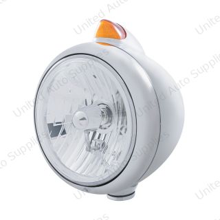 Chrome Guide 682-C Headlight Crystal H4 & Original Style LED Signal - Amber Lens