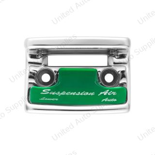 Chrome Plastic Suspension Air Switch Guard With Glossy Sticker For 1990-2010 Freightliner Classic-Green