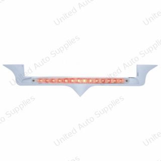 Chrome Hood Emblem Trim With 14 LED Light Bar For Kenworth - Red LED/Chrome Lens