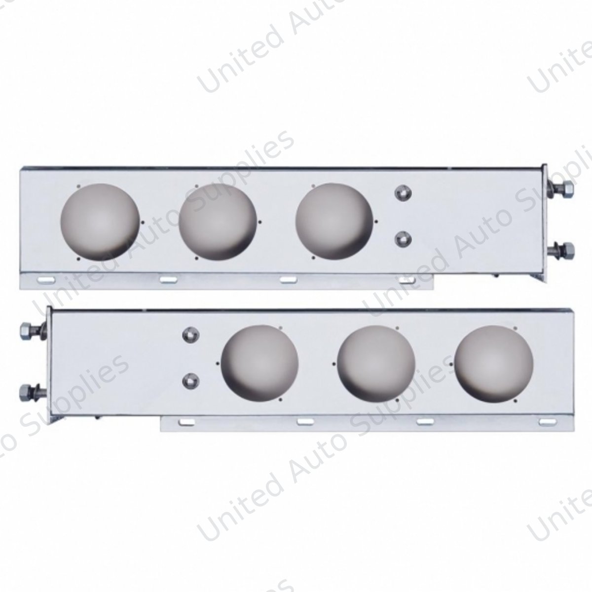 3-3/4" Bolt Pattern Chrome Spring Loaded Light Bar With 6X 4" Light Cutouts (Pair)